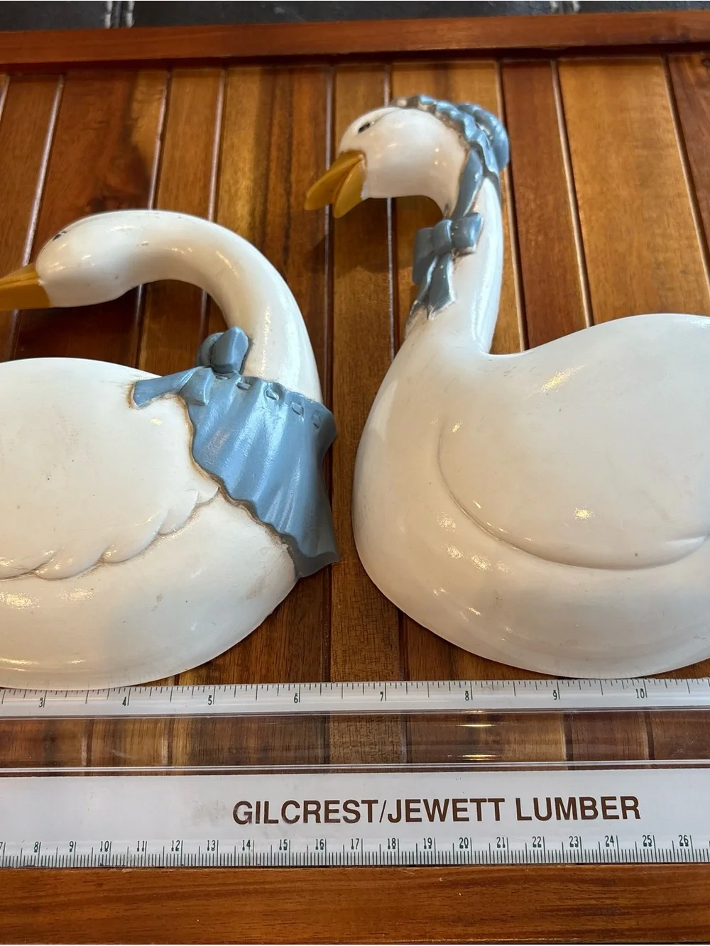 Set Vintage Burwood Goose Wall Pocket Wall Hanging  Duck Blue Ribbon